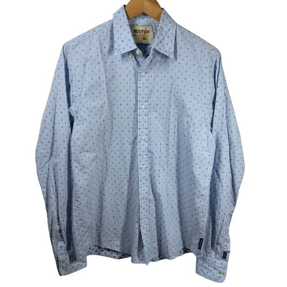 Scotch & Soda Shirt Men S Regular Blue Multicolor Button Down Long Sleeve Preppy - Picture 1 of 8